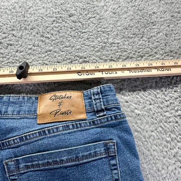 Stitches & Rivets Jeans Mens 34x30 Blue Medium Wash Cotton Stretch Straight Fit - Picture 8 of 10